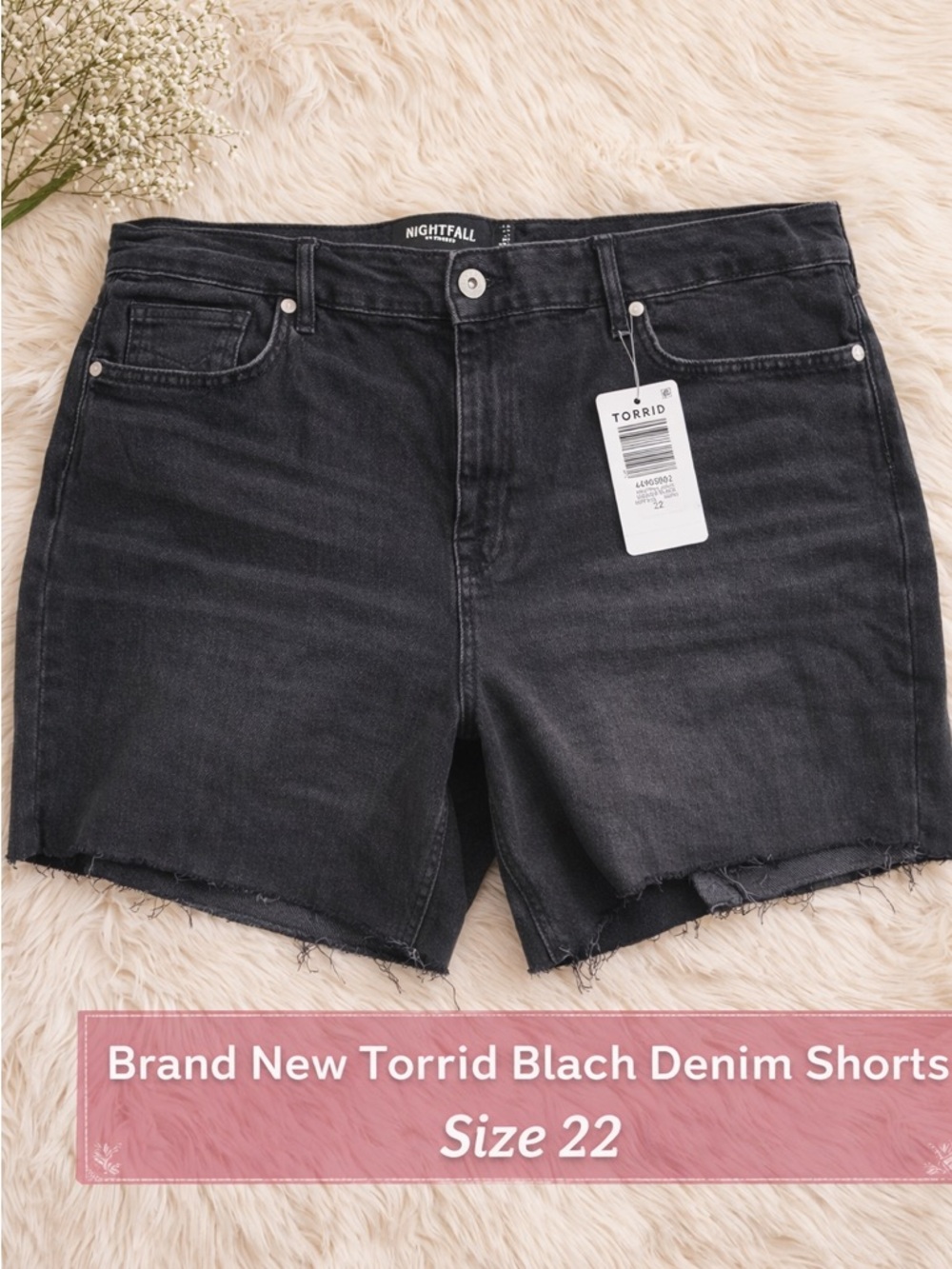 torrid Black Raw Hem High-Rise Denim Shorts